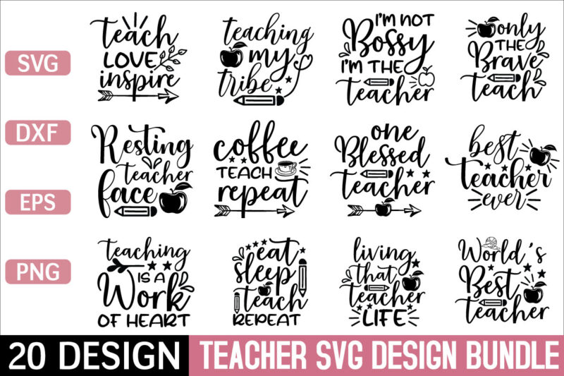 Teacher svg bundle t shirt designs for sale