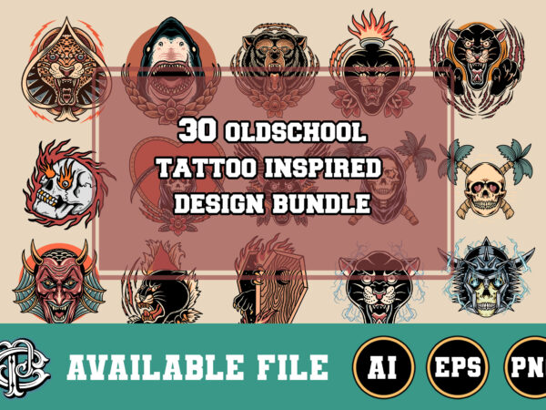 30 oldschool tattoo inspired design bundle