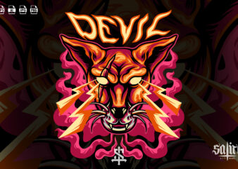 Devil Cat Mascot t shirt vector illustration