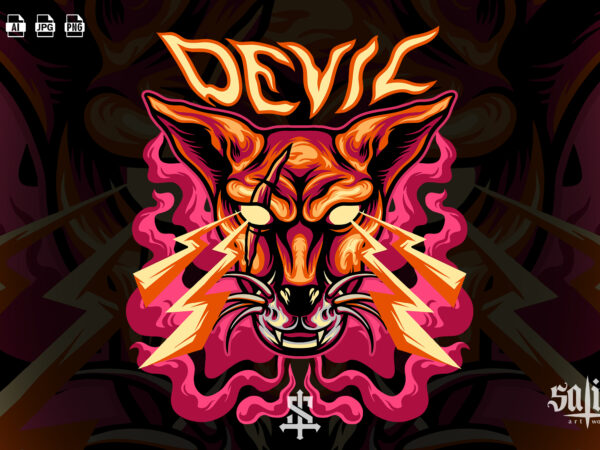 Devil cat mascot t shirt vector illustration