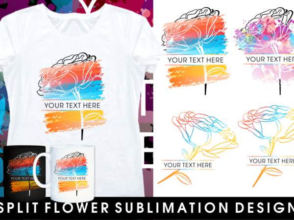 Split flower monogram sublimation t shirt design