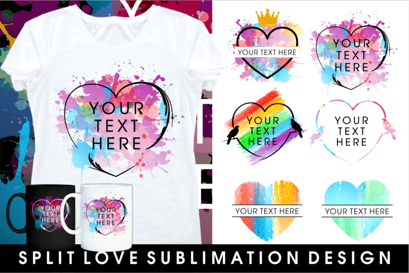 split love sublimation t shirt design bundle