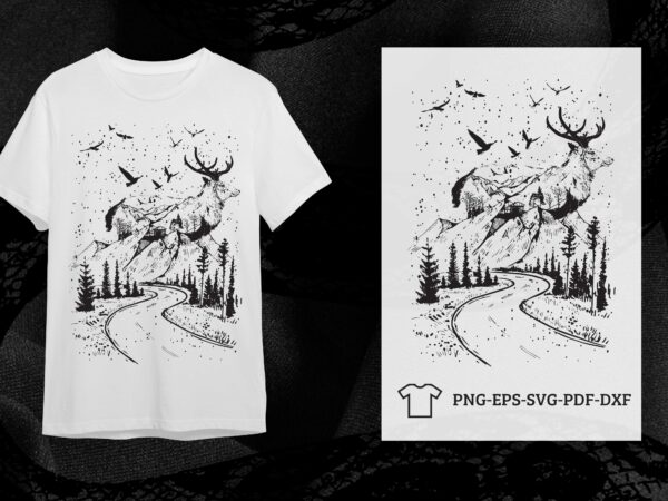 Deer forest silhouette svg diy crafts svg files for cricut, silhouette sublimation files t shirt vector illustration