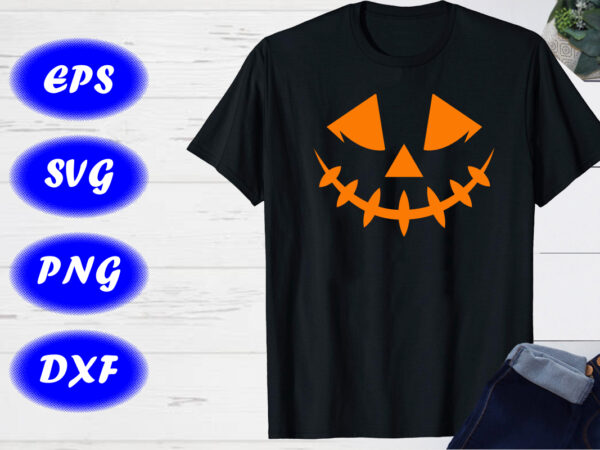 Pumpkin face shirt smiling pumpkin face halloween party shirt print template t shirt illustration