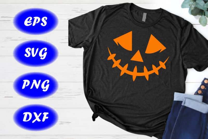 Pumpkin Face Shirt Smiling Pumpkin Face Halloween Party Shirt print template