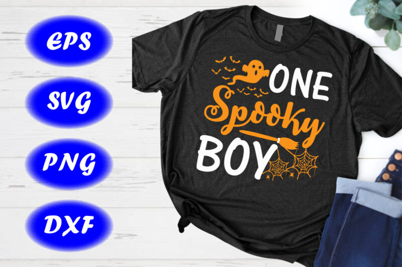 One spooky boy Halloween print template Shirt, Halloween Ghost, broom, spider net Shirt