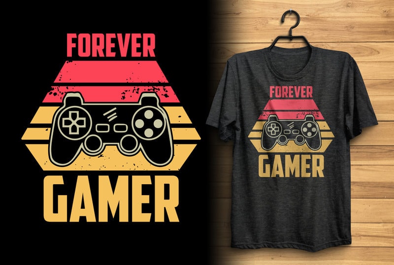 Forever gamer typography vintage gaming t shirt design - Buy t-shirt ...