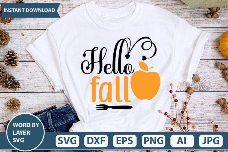 HELLO FALL SVG Vector for t-shirt