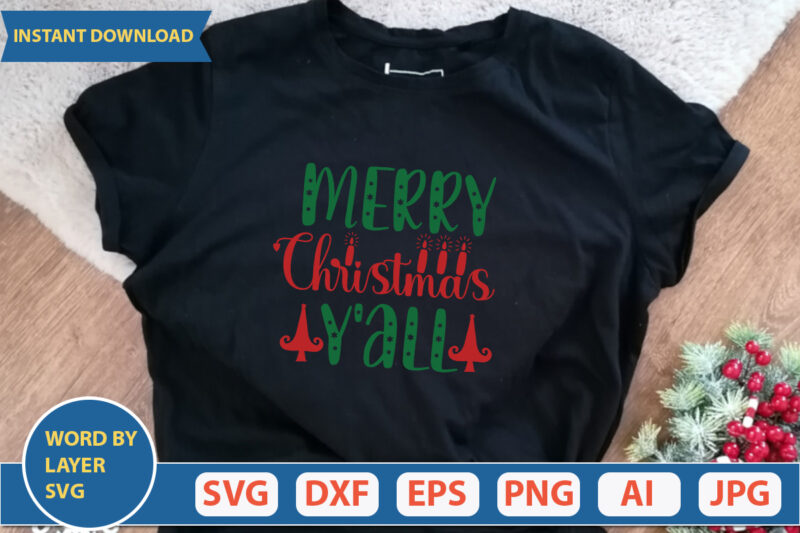 MERRY CHRISTMAS Y’ALL SVG Vector for t-shirt