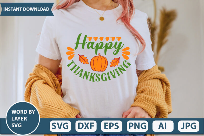 Happy Thanksgiving 3 SVG Vector for t-shirt