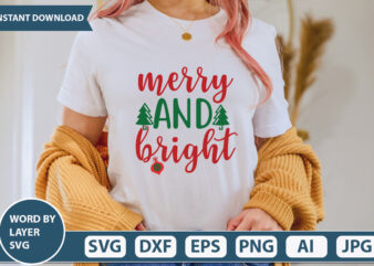 merry and bright SVG Vector for t-shirt