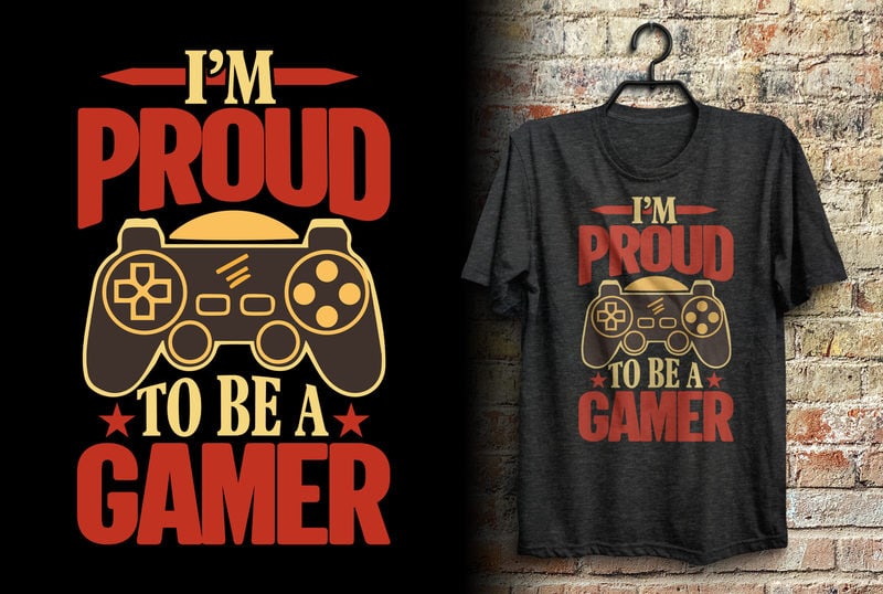 I'm proud to be a gamer typography joystick gaming t shirt design - Buy ...
