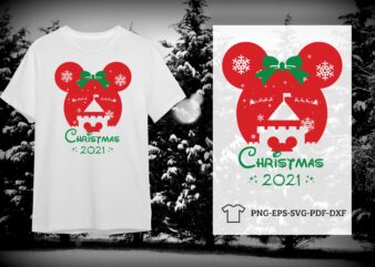 Christmas 2021 Gift, Mickey Head Castle Silhouette SVG Diy Crafts Svg Files For Cricut, Silhouette Sublimation Files t shirt vector file