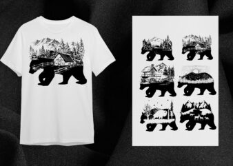 Bear Forest Bundle Silhouette SVG Cut File Diy Crafts Svg Files For Cricut, Silhouette Sublimation Files