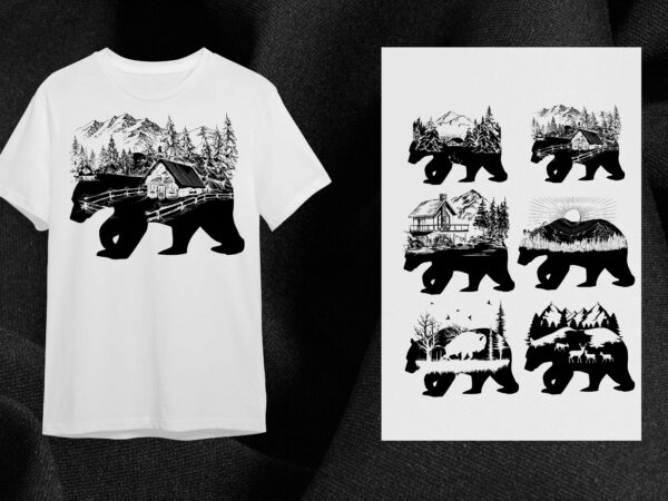 Bear forest bundle silhouette svg cut file diy crafts svg files for cricut, silhouette sublimation files t shirt template