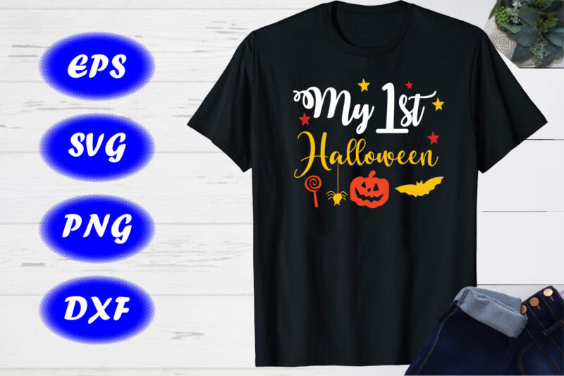 My First Halloween print Template Halloween Pumpkin, Bats, candy Shirt