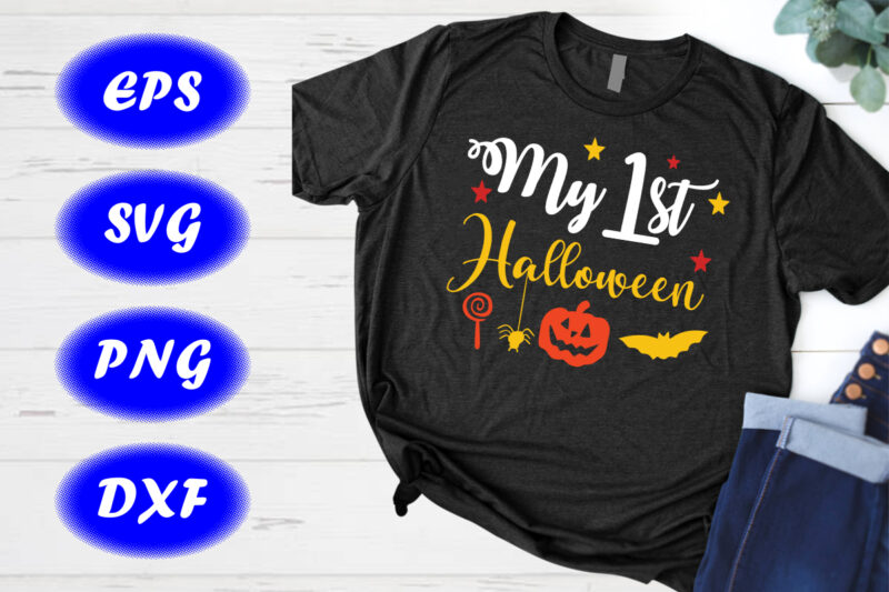 My First Halloween print Template Halloween Pumpkin, Bats, candy Shirt