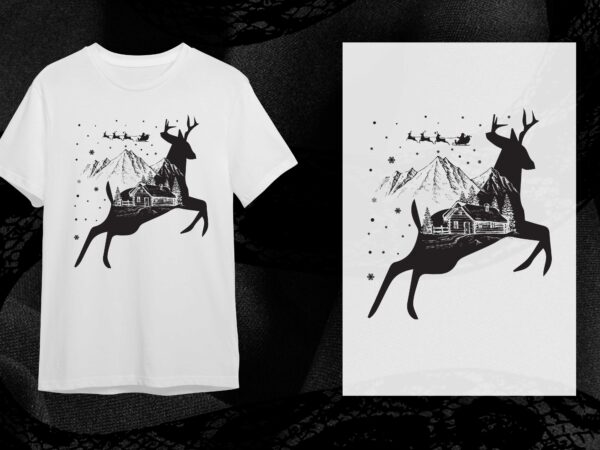 Christmas woodland deer silhouette svg diy crafts svg files for cricut, silhouette sublimation files t shirt vector file