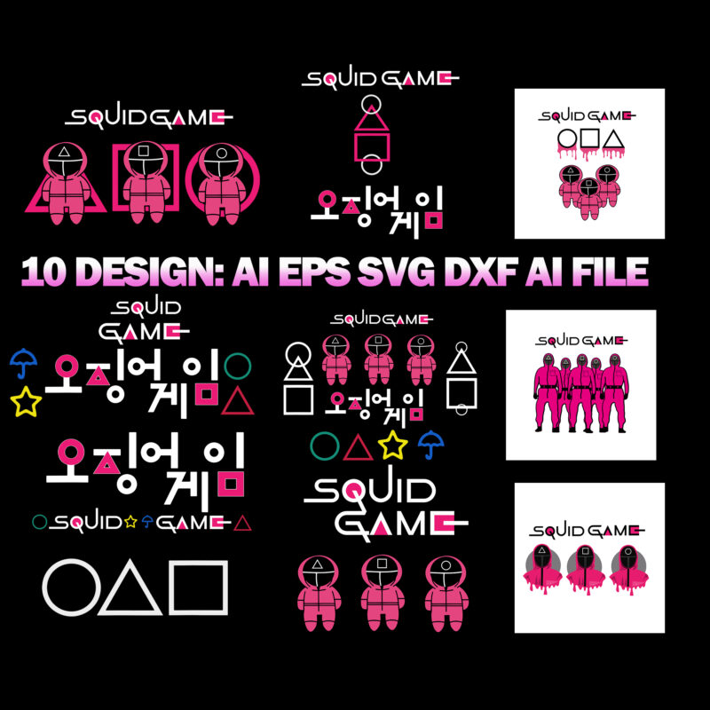 Bundle 10 DESIGN: Squid game svg, squid korean drama scary game accepte the invitationsquid svg, game svg ,squid game svg, squid game movie svg, game svg, squid game png, squid