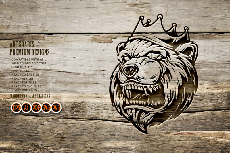 Angry Bear King Logo extreme Sport Silhouette