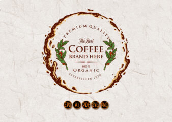 Badge Coffee Label Premium Splashed Logo t shirt template