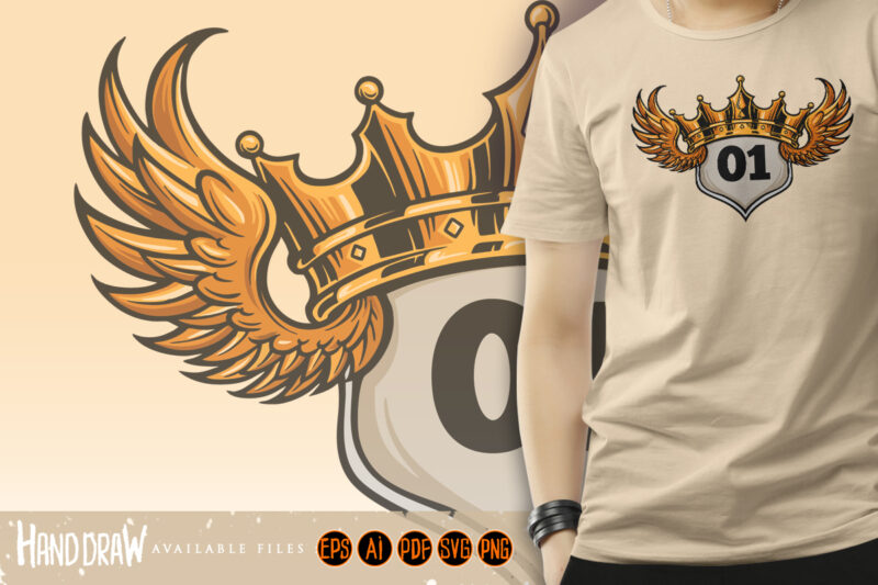 Badge King Flying Crown Illustration