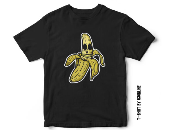 Banana skull, halloween t-shirt design, funny t-shirt design, funny halloween banana character, banana vector