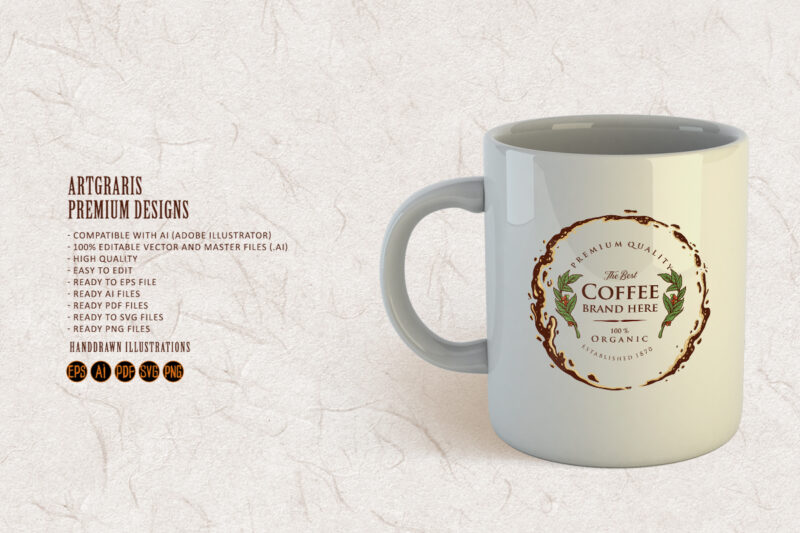 Badge Coffee Label Premium Splashed Logo