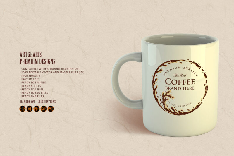 Ring Splashed Logo Coffee Brand Quality