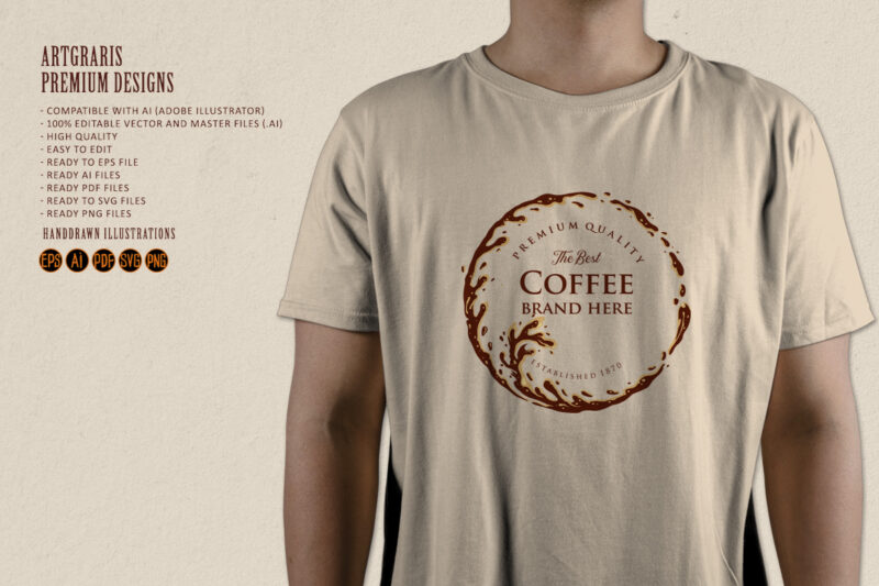 Ring Splashed Logo Coffee Brand Quality