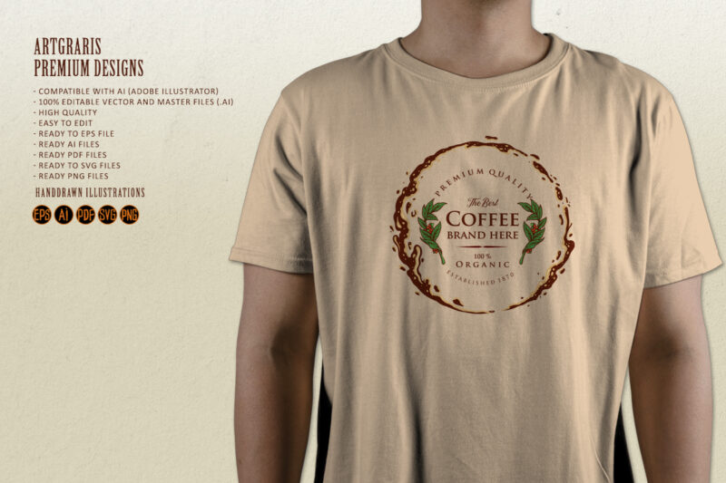 Badge Coffee Label Premium Splashed Logo