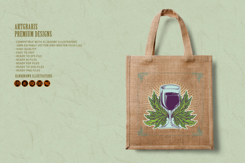 Elegant Purple Wine Leaf Logo Designs