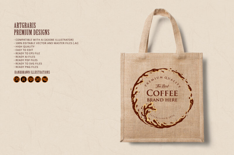 Ring Splashed Logo Coffee Brand Quality