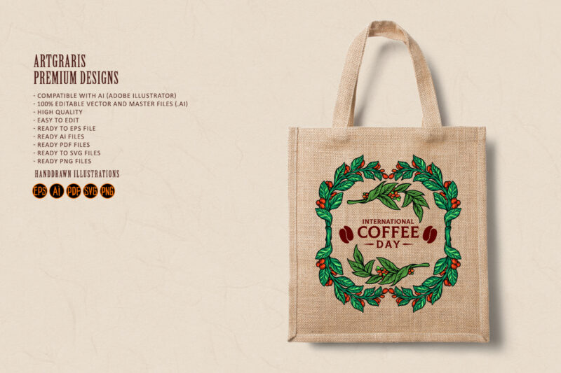 Vintage Frame Coffee Plants Illustrations