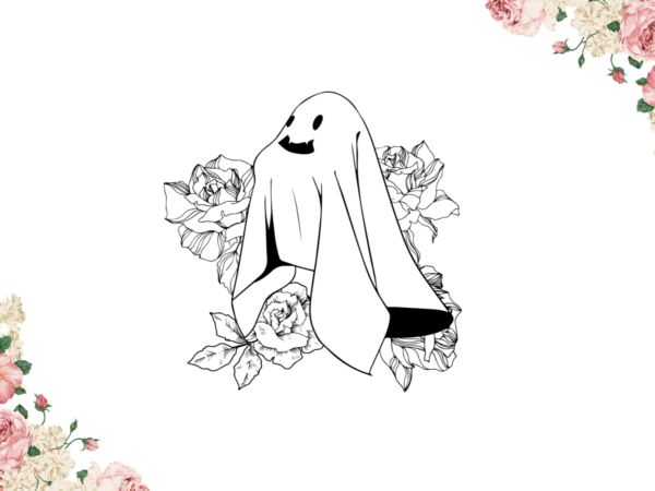 Flowering ghost diy crafts svg files for cricut, silhouette sublimation files t shirt graphic design