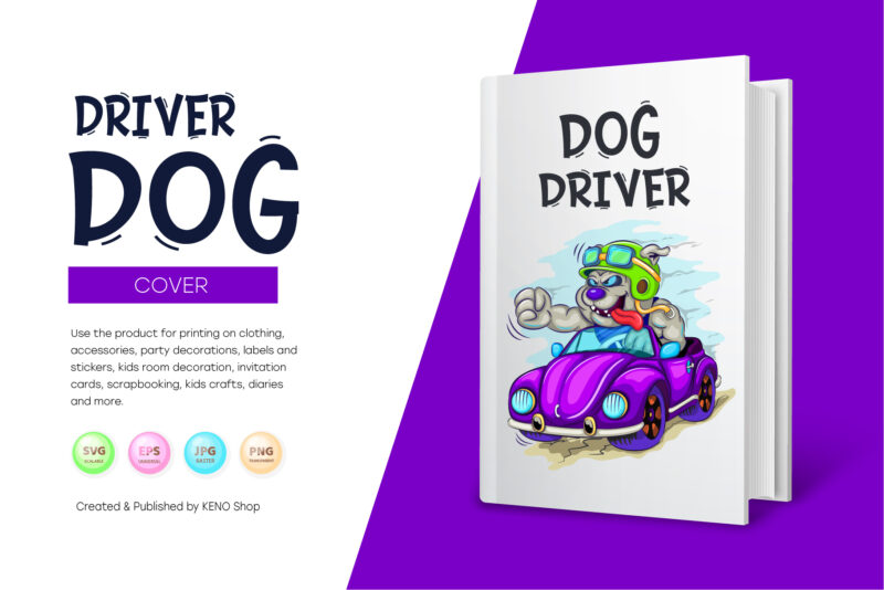 Cartoon dog driver.