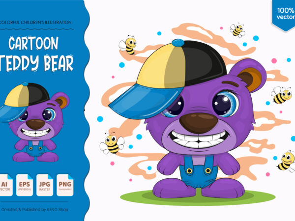 Cute cartoon bear. t shirt vector file