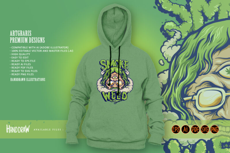 Smoke Hippie Weed Vintage Mascot