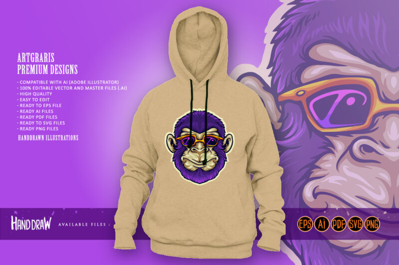 Cool Monkey Head Sunglasses Mascot