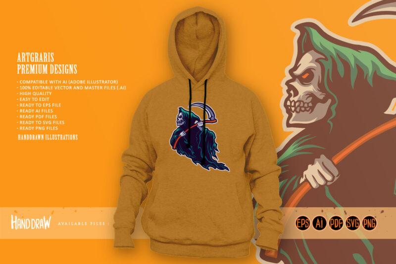 t-shirt vector Grim Reaper Attack Illustrations