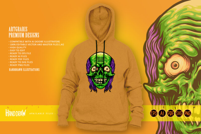 Scary Skull Zombie Mascot Illustrations