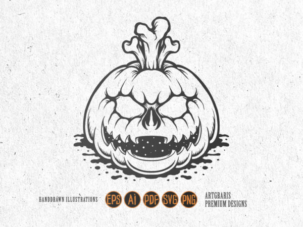 Jack o lantern bone silhouette vector clipart