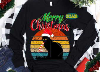 Vintage Cat Christmas t shirt designs, Cat Christmas Svg, Cat Svg, Funny Cat, Kitten Svg, Cat Black Svg, Merry Christmas t shirt designs, Funny Christmas, Funny Santa vector, Christmas Tree