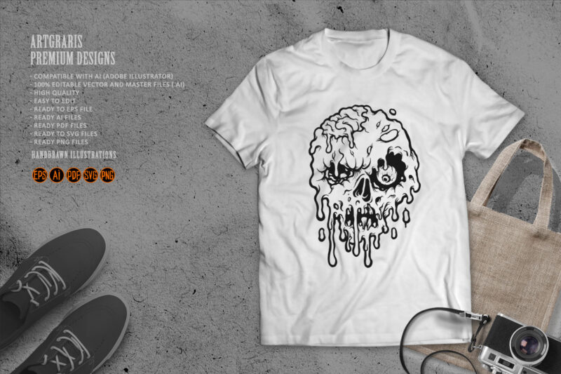 Melting Skull Silhouettte Clip Art