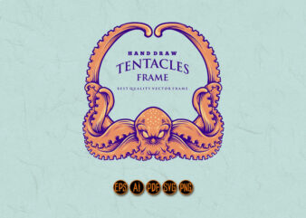 Nautical Kraken Tentacles Frame Illustrations