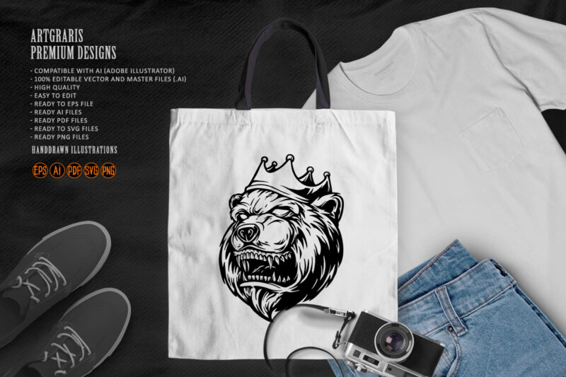 Angry Bear King Logo extreme Sport Silhouette