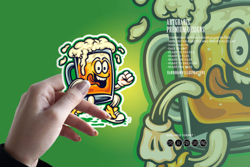 Beer Glass Mascot Cartoon Cute Illustrations