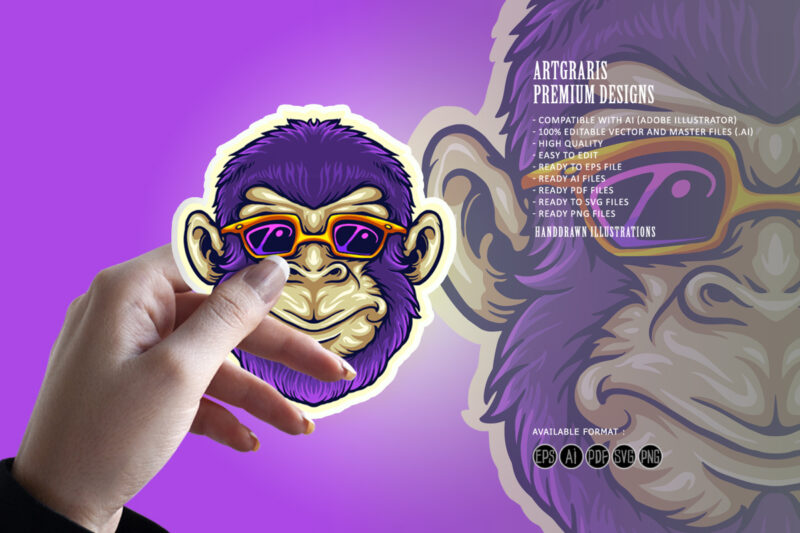 Cool Monkey Head Sunglasses Mascot