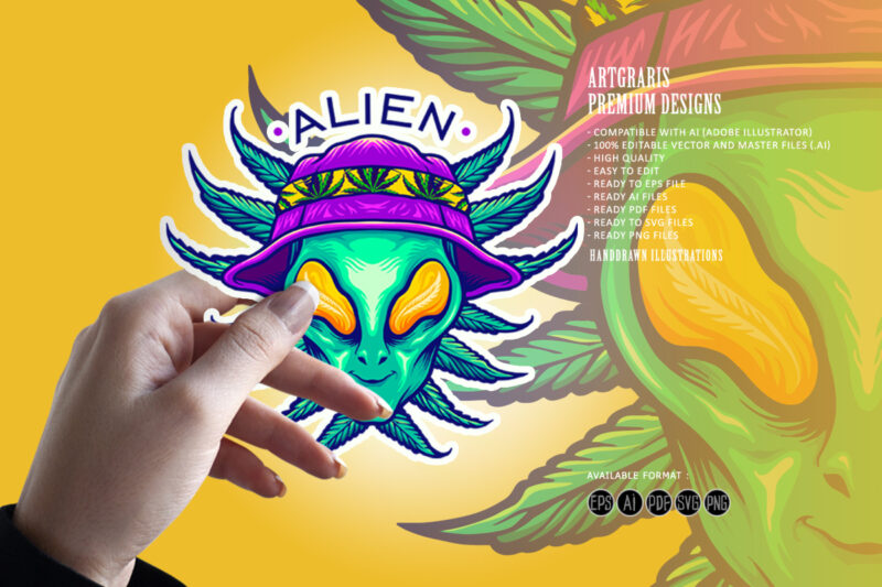 Alien Summer Weed Cannabis Mascot