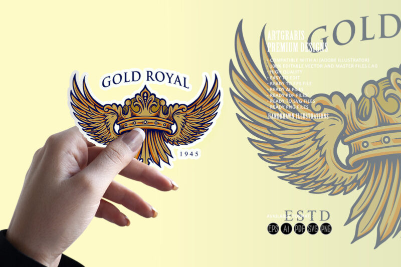 Golden Royal Crown Elegant Logo